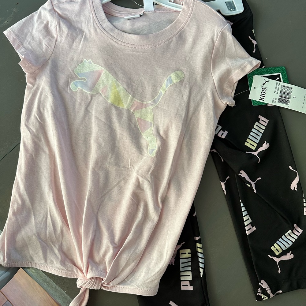Kids size 6 Puma shirt and legging set